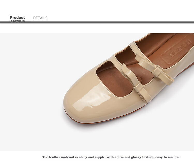 Le Saunda [Yun Duo Mali Zhen] Round Toe Patent Leather Mary Jane Flats for Women 09702, Soft Misty Yellow, LYP, Size 35 4