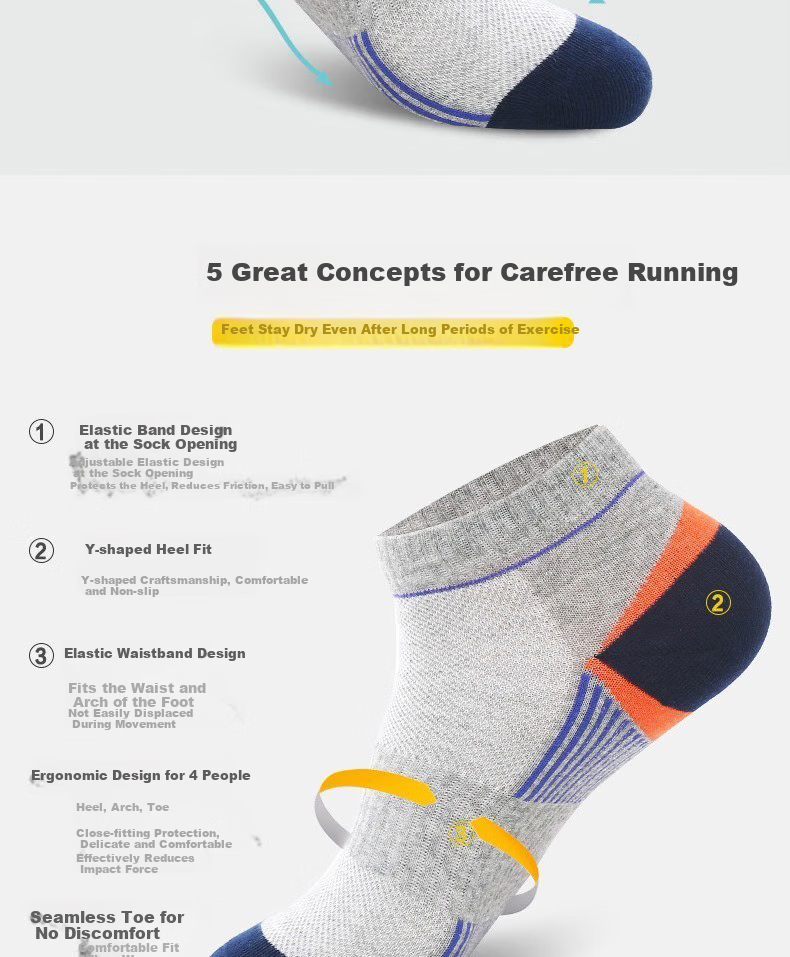 Mianshisan Men's Socks, Summer Thin Mesh Breathable Boat Socks, Low-Cut Short Sports Summer TT 5