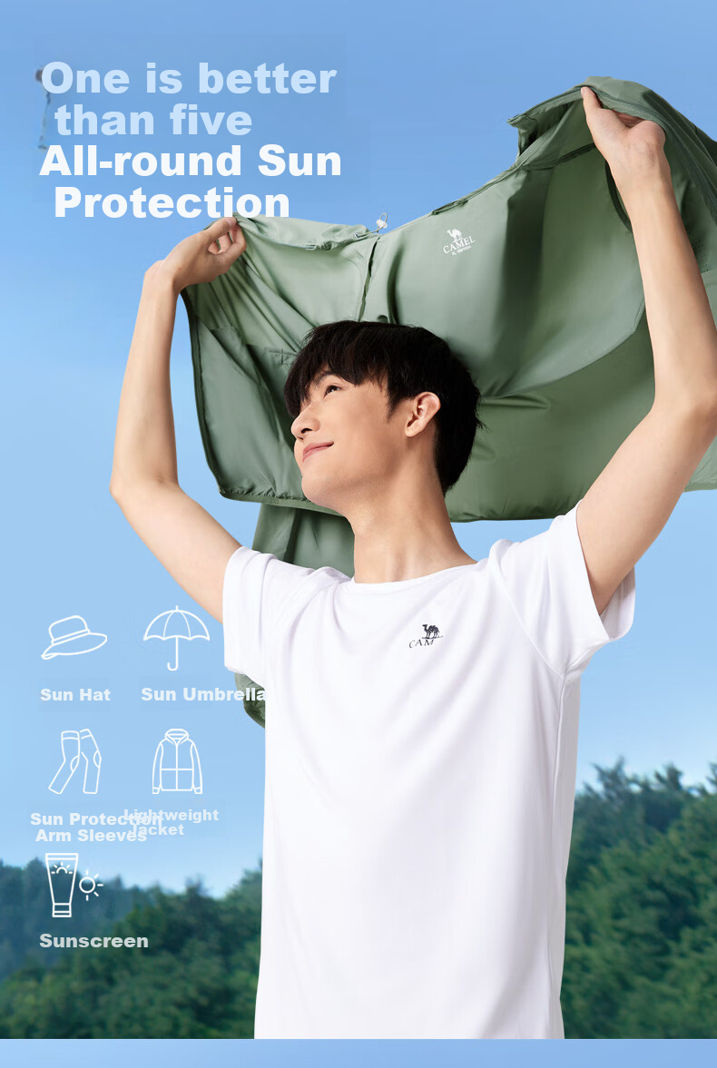 CAMEL Men's Ice Silk Sun Protection Clothing UPF50+, Outdoor Breathable Couple Skin Coat Sun Protection Jacket M13BA6V073F 12