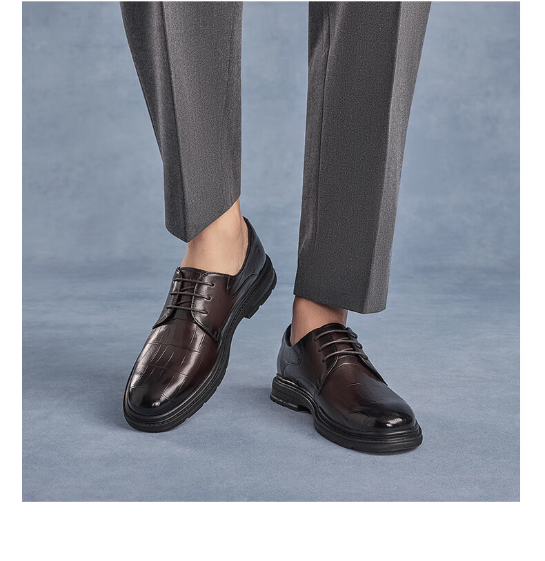 Aokang [Wanbu Series] Aokang Men's Shoes Spring And Autumn Business Formal Lace-Up Office Leather Shoes Black Size 42 6