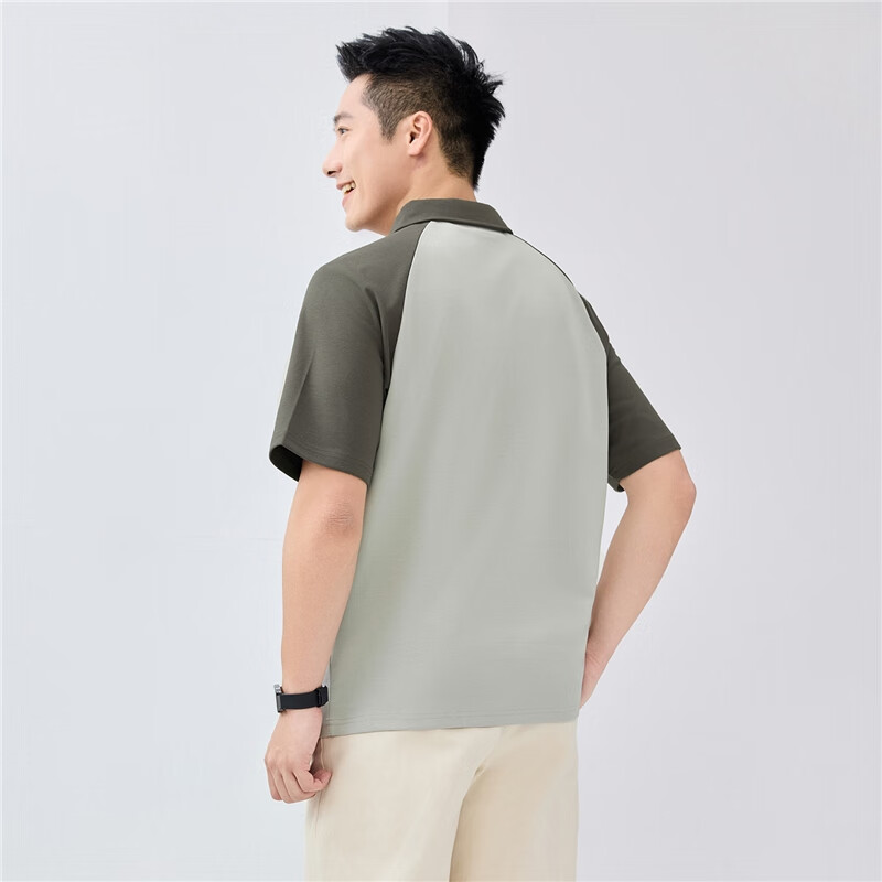 Giordano Comfortable Antibacterial Polo Shirt for Men, High-Tech Cooling Sun Protection Contrasting Color Raglan Short-Sleeve Top 01015405