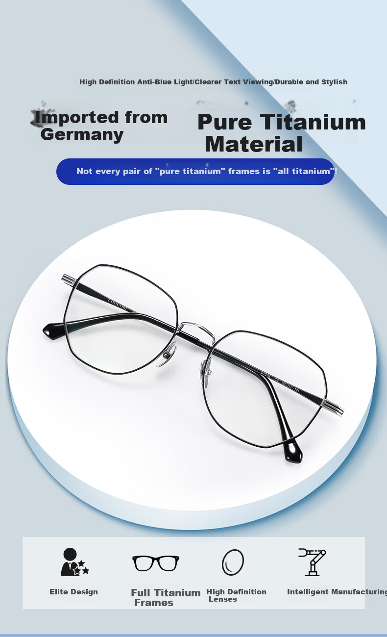 ARNO FOCUS ON YOUR EYES German Imported Lenses Fashion Ultra-Light Pure Titanium High-Definition Anti-Blue Light Reading Glasses A107B 200 Degrees 1