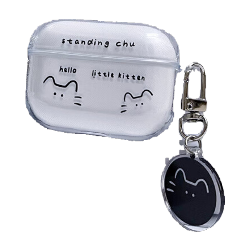 Beiyipin, Suitable for Apple Protective Case, Cute Cartoon Soft Shell AirPods 4 Earphone Case, Shockproof Pods 4 Anti-Scratch Silicone Full Coverage [Simple Black White Cat]