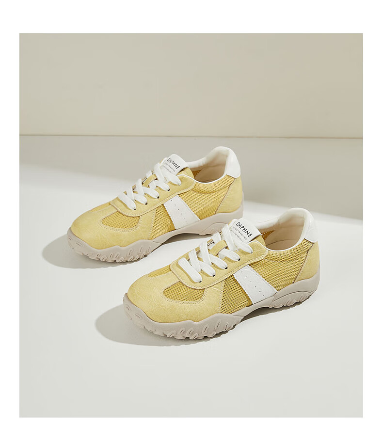 DAPHNE Women's Sports Casual Shoes, Lightweight Breathable, Height-Increasing Low-Top Lace-Up Training Shoes, Comfortable Travel Shoes, Beige, Size 36 23