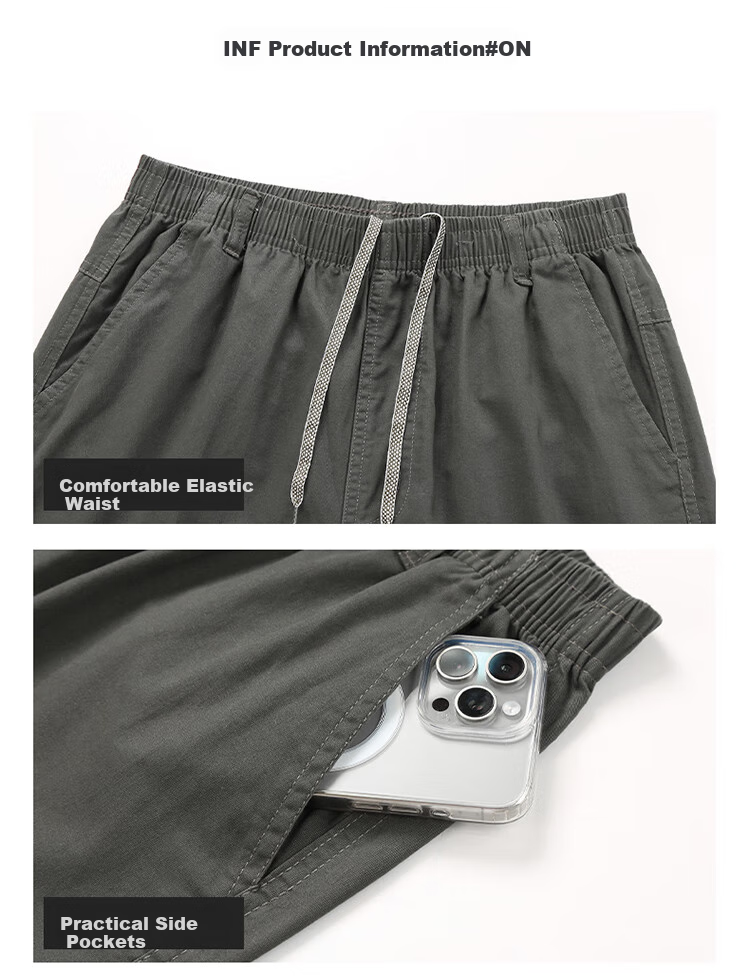TUCANO Men's Shorts, Summer Pure Color Versatile Cotton Trendy Sports Thin Breathable Five-Point Pants, Khaki, 3XL 23