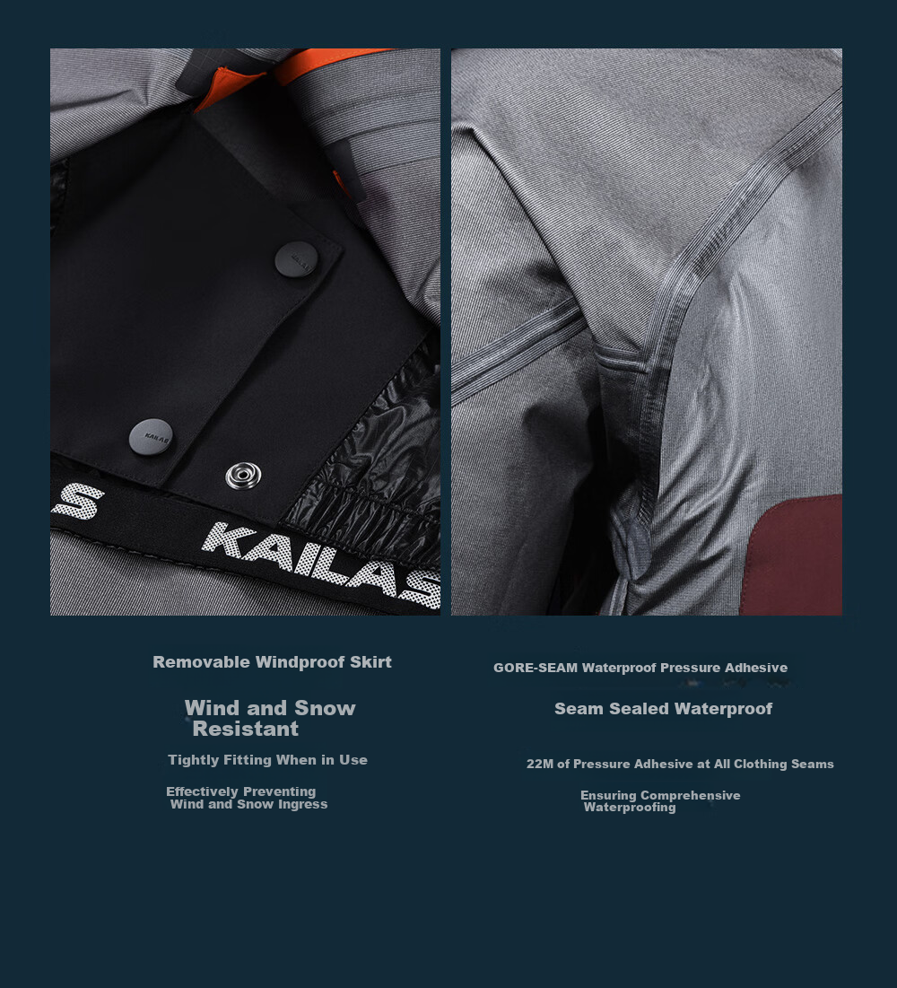 KAILAS MONT X All-Weather Hardshell Jacket for Men And Women, GTX Outdoor Waterproof Professional Mountaineering Coat 14