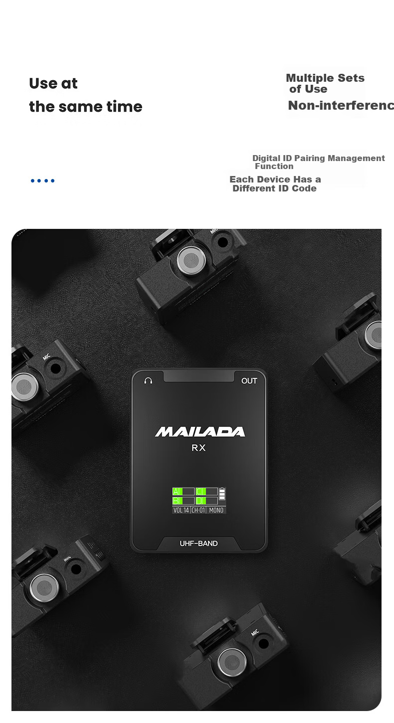 Mailada S900Q Wireless Lavalier Microphone, Wireless Microphone Clip-On, Mobile Phone Live Streaming Speaker Equipment, DSLR Camera Sound Pickup Microphone, One-To Interview Microphone, Recording Microphone 16