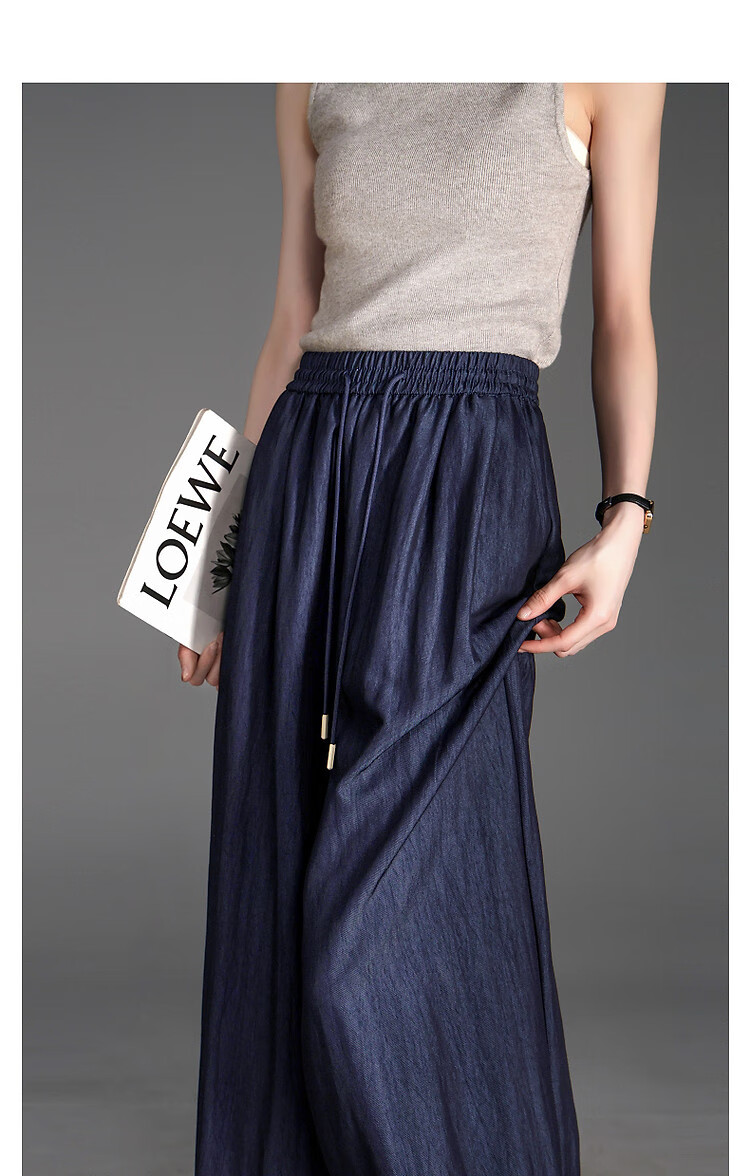 Dme Air Slim Pants, Summer Design Wide-Leg Elastic Waist Loose-Fitting Flared Hem Casual Pants for Petite Women to Conceal Body Shape 8