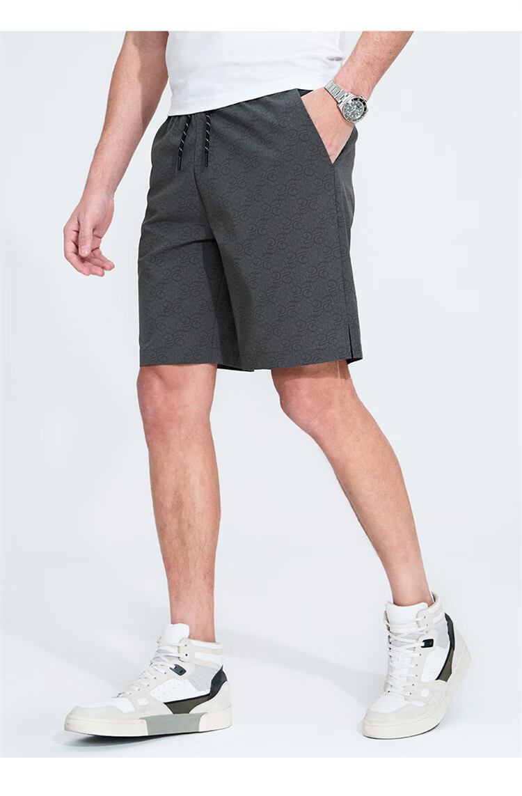 DANCING WOLVES [Light And Breathable], Versatile Men's Fashion Casual Shorts for Commuting, All-Over Floral Print, 003 Medium Gray, Size L 4