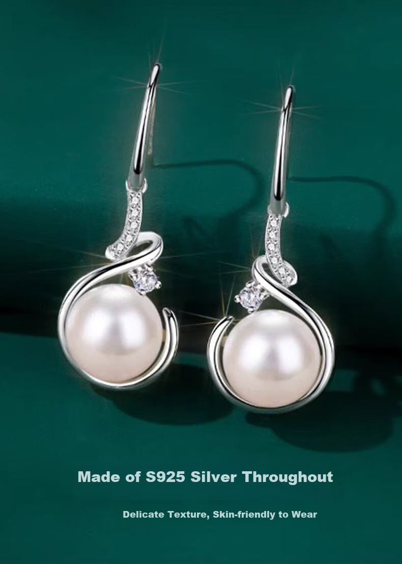 Zhoubaifu Elegant Pearl Earrings for Women, Pearl Studs, Birthday Gift for Girlfriend Or Wife 3