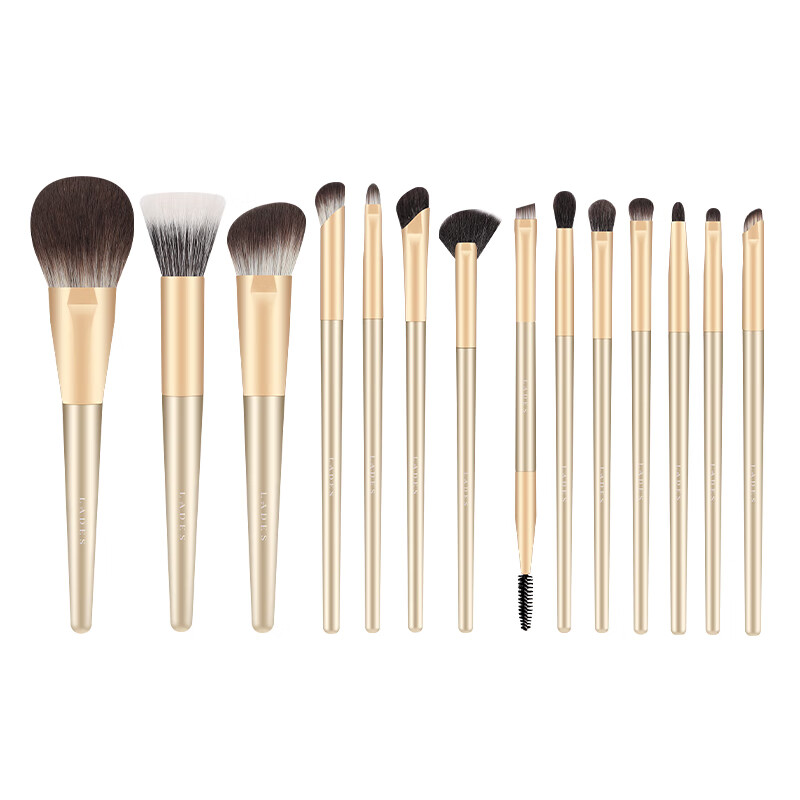 LADES 14-Piece Lingji Makeup Brush Set Animal Hair Loose Powder Contour Blush Eyeshadow Soft Bristle Brushes Full Set