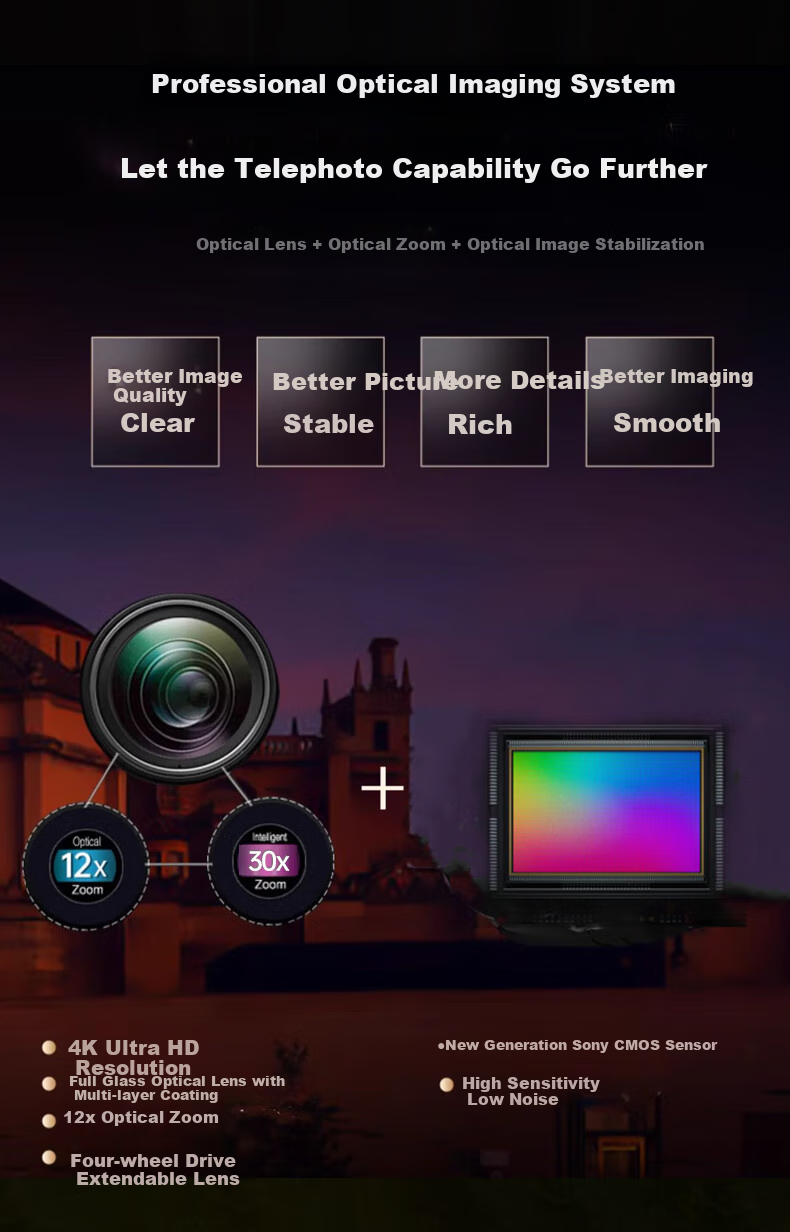 ORDRO [Premium Optical Zoom] Digital Camera, 64 Million High-Definition, 12x Optical Zoom, Entry-Level CCD, Student Campus Vlog, Mirrorless Lens, Extendable 4K Video Camera 9