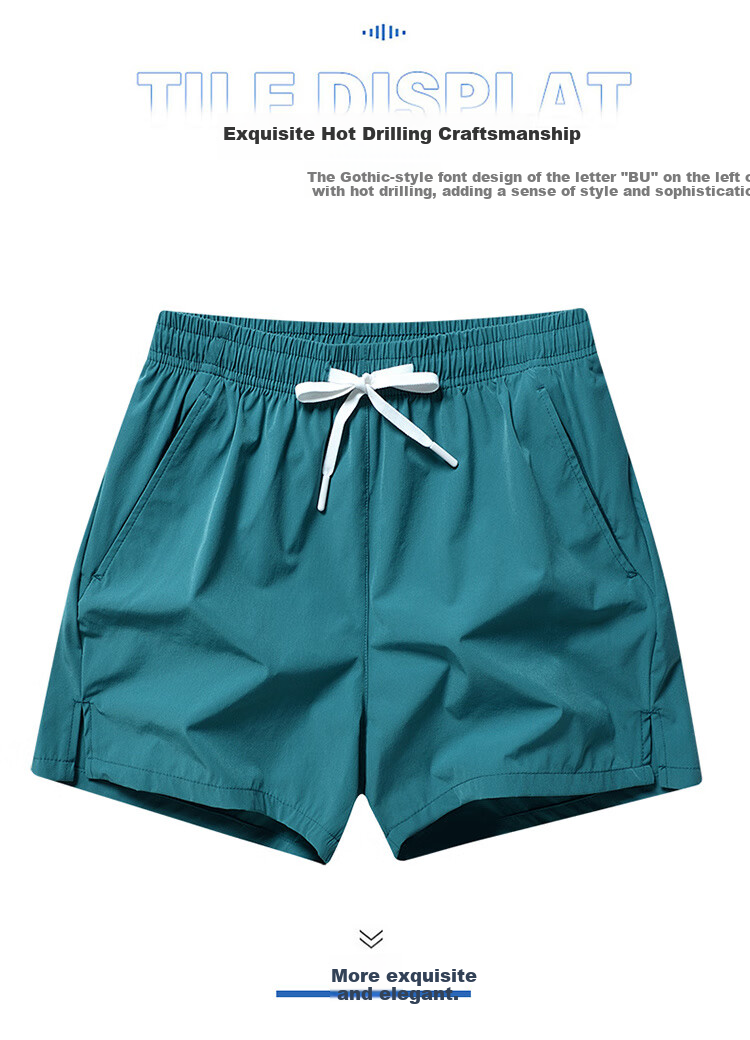 ROMON Men's Shorts, Summer Lightweight Ice Silk Loose-Fit Athletic Casual Three-Quarter Length Shorts, Lake Blue, 4XL 10