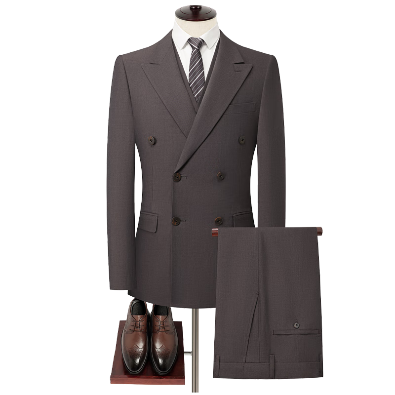 FIRS Wool Blend Three-Piece Suit Men's Slim Fit Professional Business Groom Wedding Formal Wear