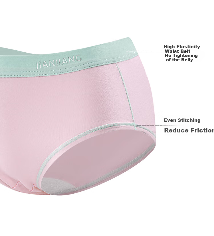 Jianjiang 50S Long-Staple Cotton Children's Underwear, Girls' Panties, Kids' Mid to Big Size Triangle Briefs, Antibacterial And Breathable, 4-Pack 2