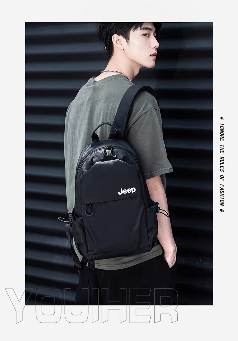 JEEP Backpack for Men, Lightweight Outdoor Hiking Bag, Casual Commuter Backpack for College Students, Portable Short-Trip Travel Bag 21