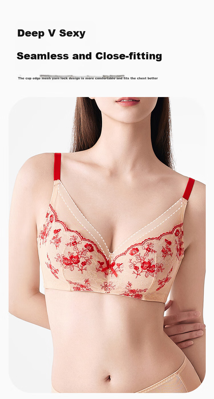 Ordifen Women's Embroidered Push-Up Soft Wireless Bra, Zodiac Year New Vintage Moisture-Wicking Embroidered Brassiere XB4320 5