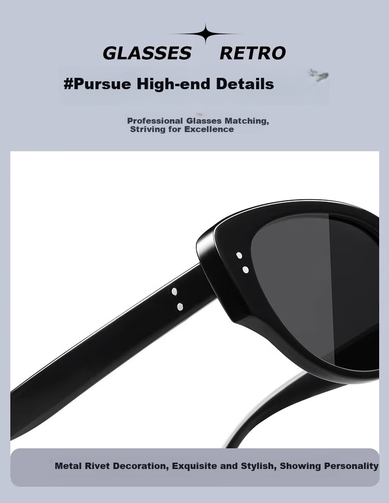 Boshide Cat Eye Sunglasses, Polarized Sunglasses, Retro Sun Protection High-End Square And Round Face Sunglasses for Women, Black Frame with Gray Lenses 8