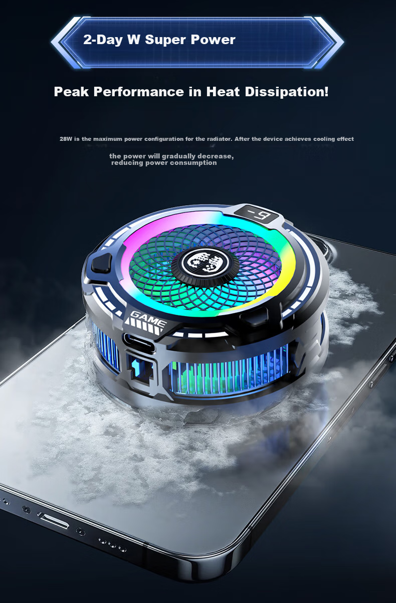 WITGOER [28W Full Screen Ice Coverage | AI Temperature Control] Phone Cooling Pad, Semiconductor Ice Magnetic Back Clip for Live Streaming And Gaming, Quiet Operation, Suitable for Apple Tablets And ASUS AI 11