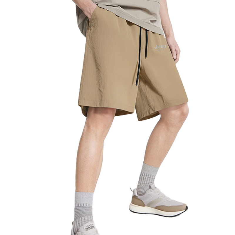 JEEP SPIRIT Men's Summer Lightweight Ice Silk Breathable Quick-Dry Outdoor Sports Shorts Khaki 3XL