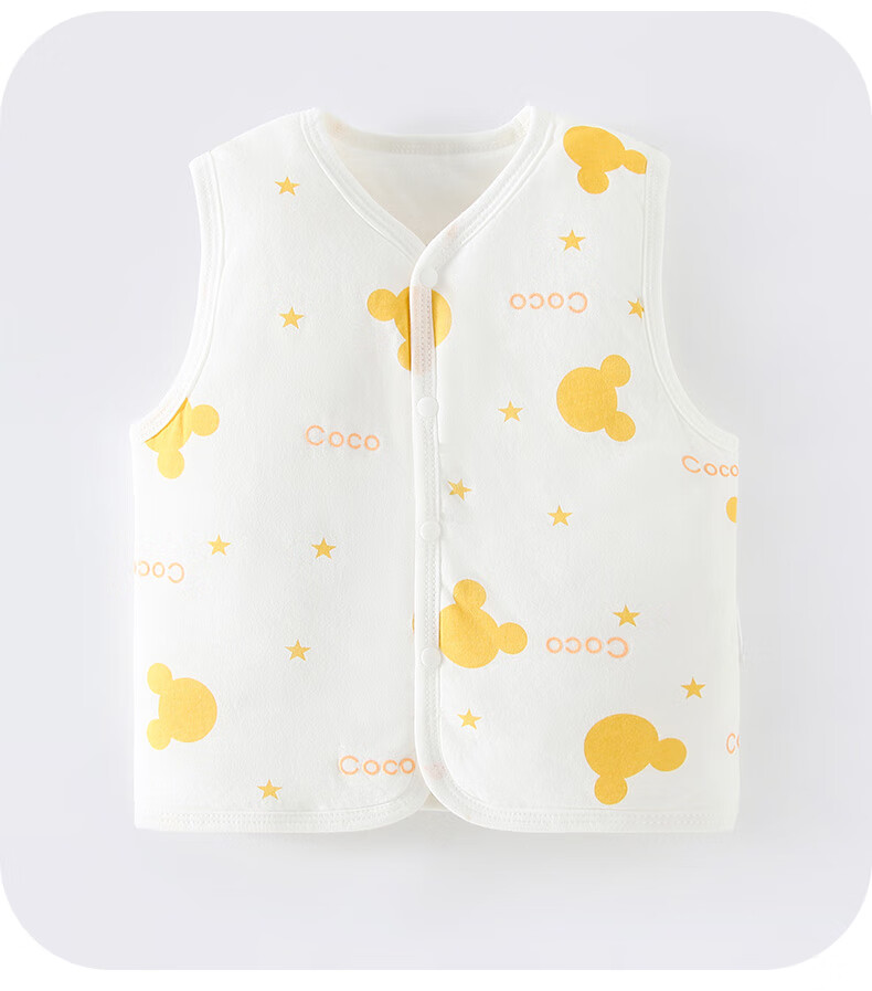 Disney Baby Vest, Newborn Padded Spring And Autumn Waistcoat, Pure Cotton Vest for Boys And Girls, Full Moon Baby, Hundred Days Celebration, Autumn And Winter Season, Size 90 6