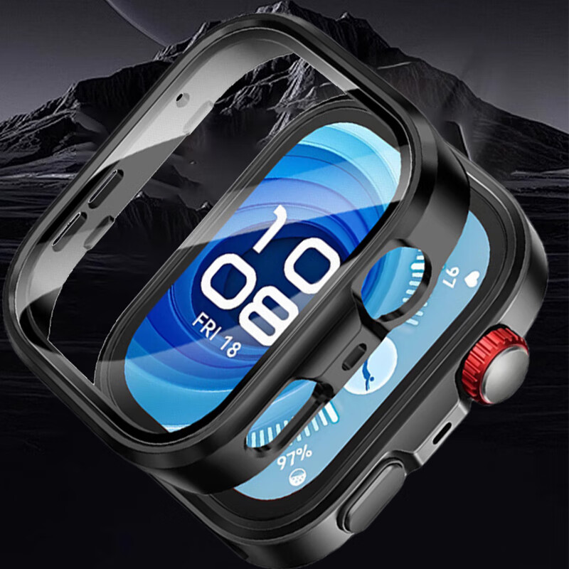 Iboann Compatible with Huawei Fit3 Protective Case, Watchfit3 Watch Case Film Integrated PC Hard Shell Tempered Glass Film, Scratch-Resistant Fit3 Protective Cover, Fully Enclosed Waterproof Shockproof Accessories