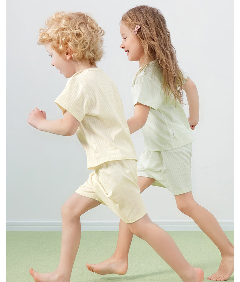 Beitaisi Children's Pajama Set, Summer New Style, Home Wear for Boys And Girls, Short-Sleeved Pure Cotton Loungewear, Cool And Breathable 19