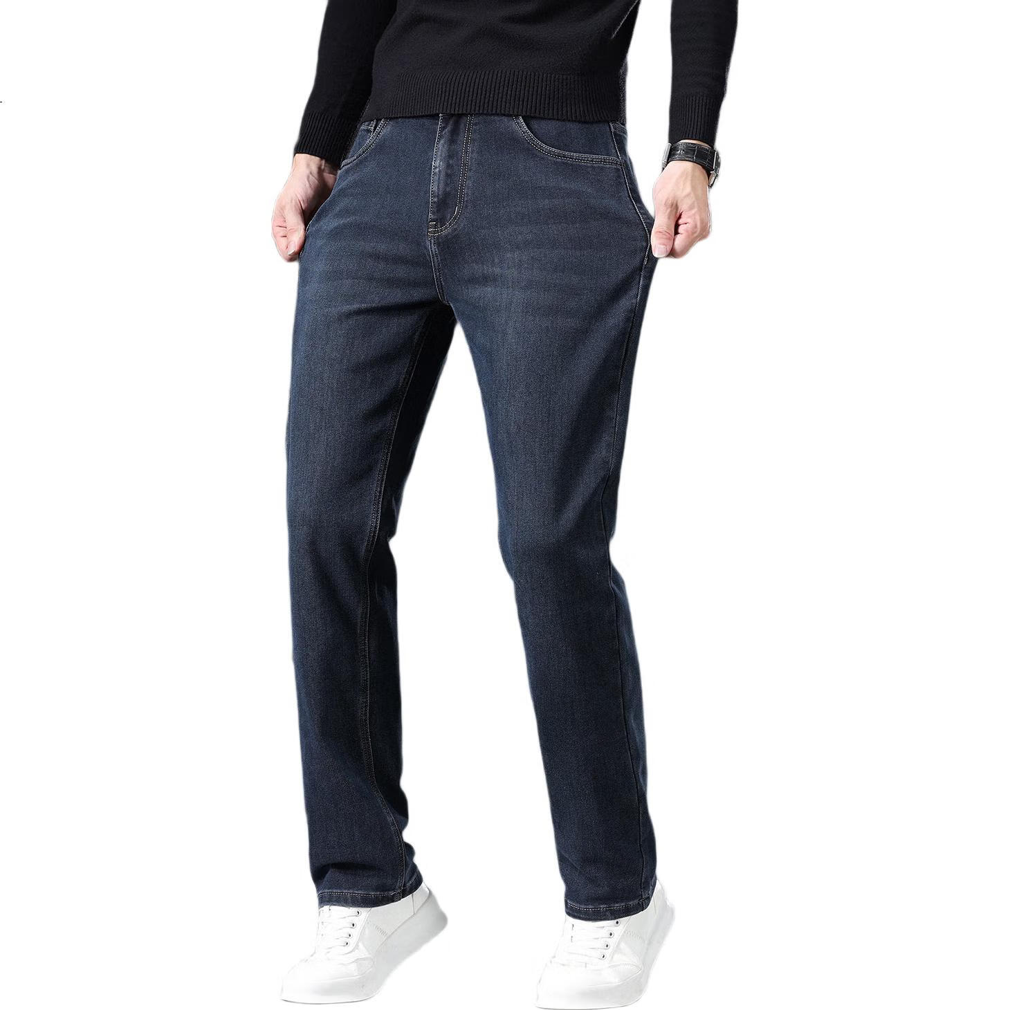 ROMON Мужские джинсы, осенние повседневные трендовые брюки прямого кроя, удобные мужские модели ZH05, темно-синие, размер 36