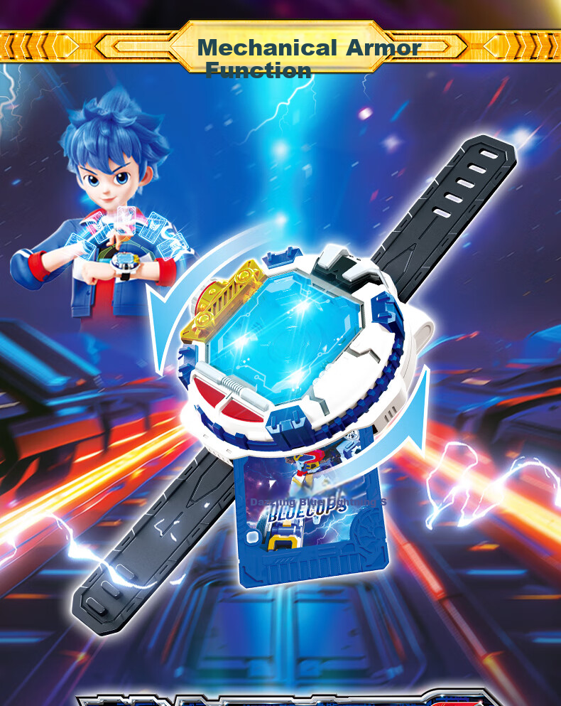 JUMPGO Flash Card Fighter Toy Boys Gift Transforming Robot Blue Thunder King 8159 3