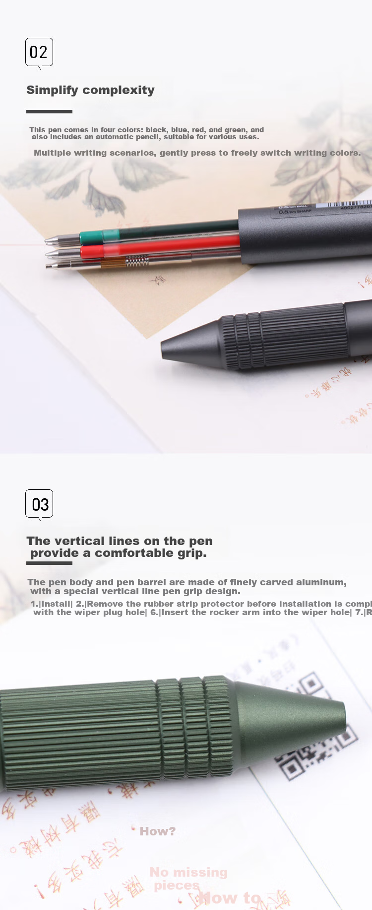 Uni Mitsubishi Five-In Multifunctional Pen, Business Medium Oil Pen, Signature Pen, Ballpoint Pen (Four Colors + Mechanical Pencil), Rose Gold Barrel, MSXE5-2000A 2