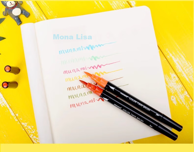 Monami Colorful Showy Brush, Soft Tip, Elastic Journal Brush, English Calligraphy Brush, Macaron 6-Color Set 04038Z06-DP Watercolor Brush 11