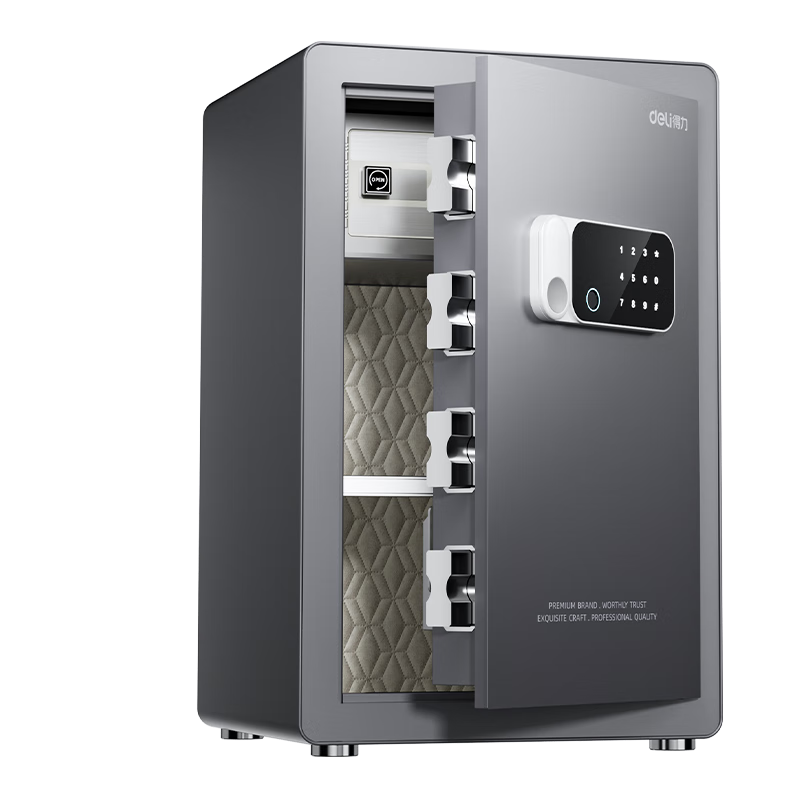 Deli Safe, Home Fingerprint Password Storage, Office Financial Confidential Box, Automatic Door Opening, Thickened Lock Bolt, 60cm Gray AE641-Z