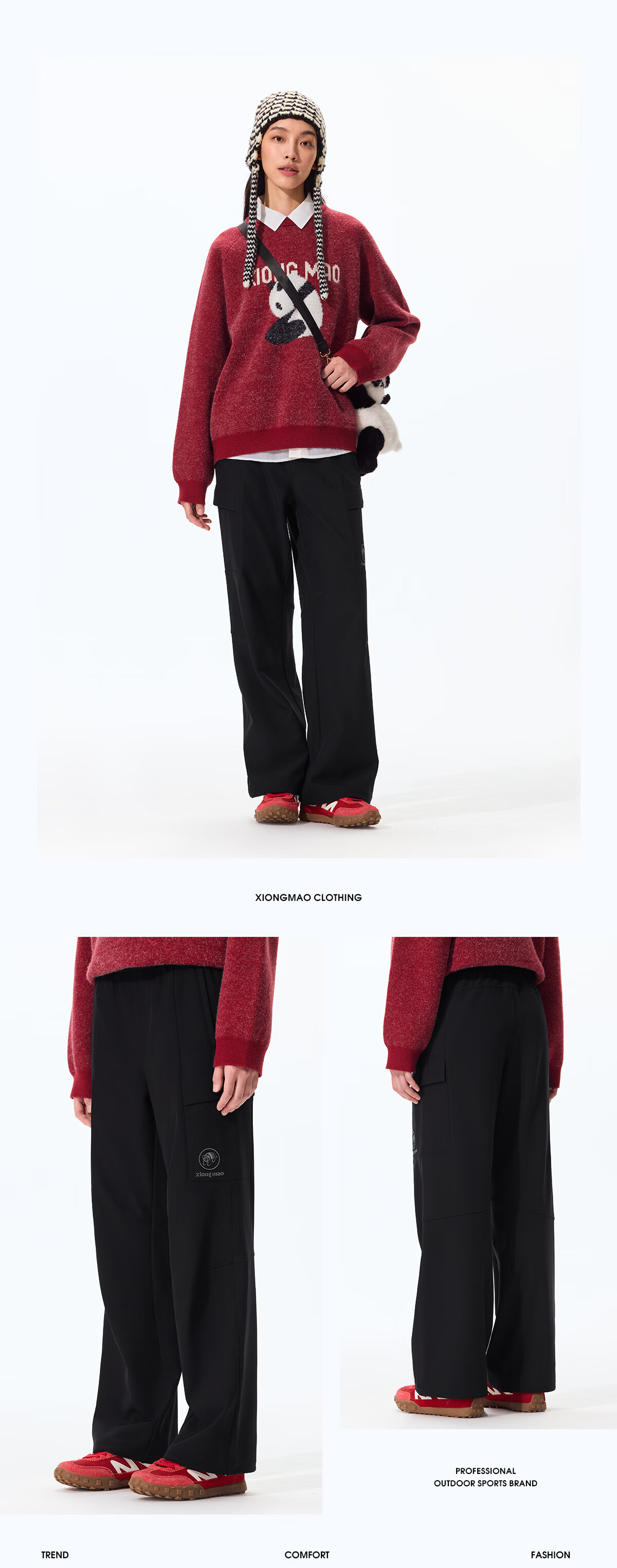 Panda Camel Series Softshell Pants Unisex Water-Repellent Durable Hiking Straight-Leg Trousers Autumn 9227, M 4