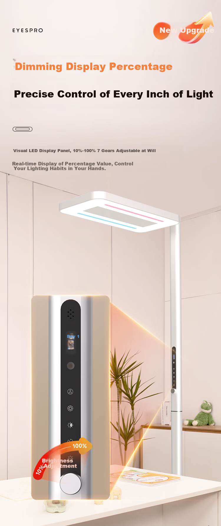 Haishibao Red Light Eye Protection Floor Lamp, Full Spectrum Children's Study Smart Floor Lamp, E5B-140W with Installation Included 15