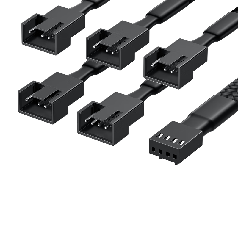 Liantuo 4Pin PC Case Fan Extension Cable 1-to-5 Desktop Motherboard 3Pin Hub Splitter Adapter Cable Supports PWM Smart Temperature Control