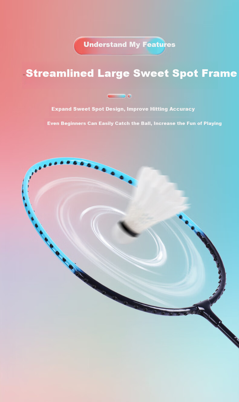 DHS Badminton Racket Set for Training And Competition, Ultra-Light And Durable, Adult And Student Use, Anti-Wear Racket P100 with 3 Shuttlecocks Included 2