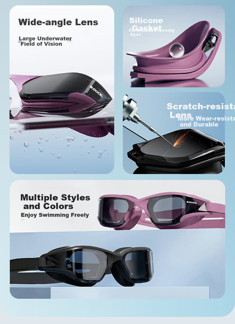 B.Duck Swimming Goggles, Waterproof And Anti-Fog, High-Definition Swimming Glasses, Non-Prescription Swim Goggles, Swimming Equipment, Unisex 3