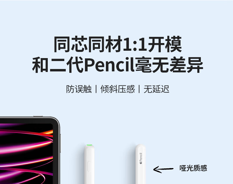 BOW New Apple Pencil Tablet Stylus, Handwriting Pen for IPad And Other Tablets, First And Second Generation Anti-Mistouch Drawing-Specific Capacitive Pen, Three-Light Display Model 7