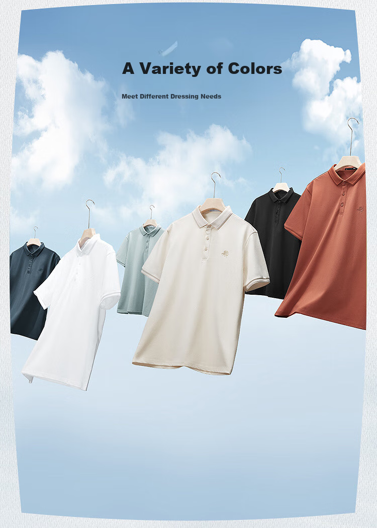 HLA Short-Sleeve Polo Shirt for Men, Large Size, Fashionable Dragon Design, Summer Wear for Me 7