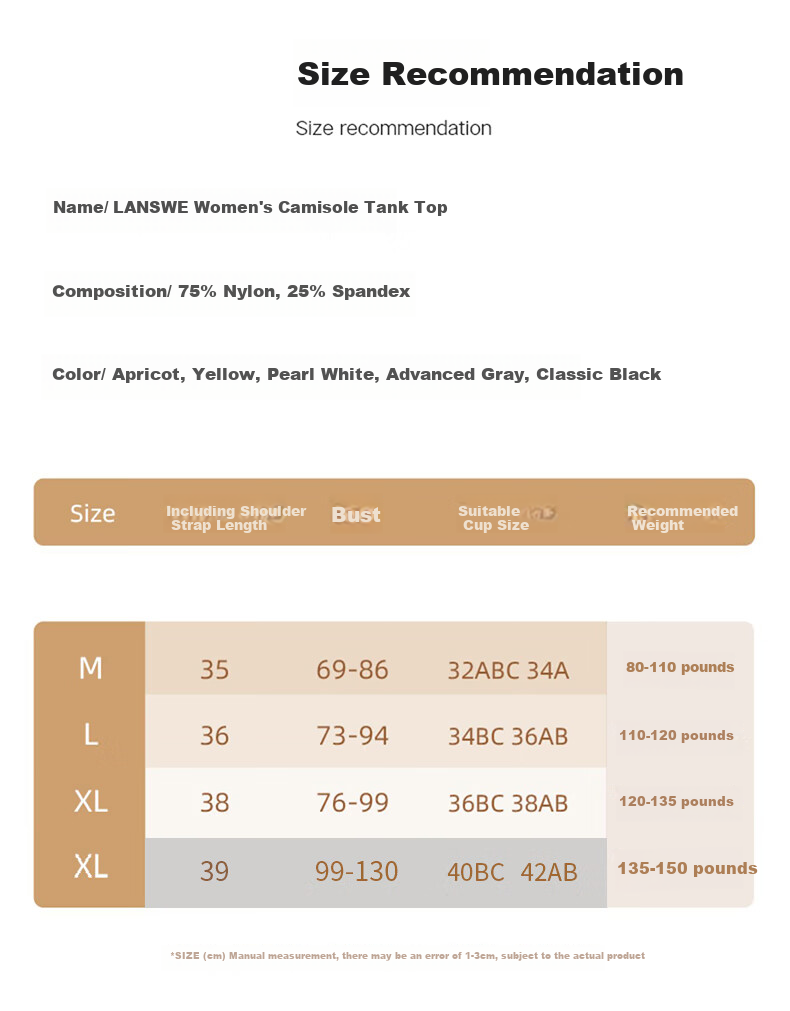 LangSha Women's Camisole Tank Top, Suitable for Outer Wear Or Inner Layering, Summer Style, Strap Undershirt, Bra Vest with Built-In Pads, Sexy And Integrated Desig 8