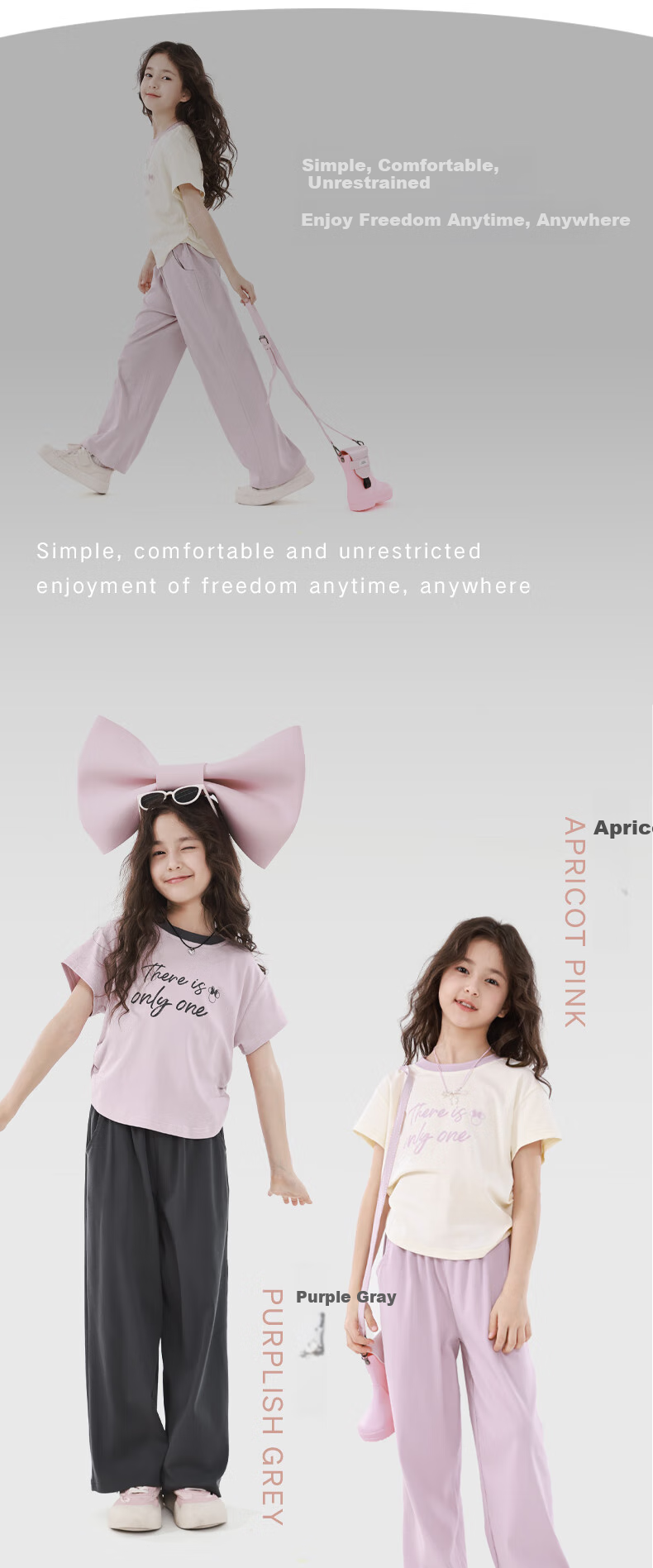Disney Girls' Summer Set Short Sleeve T-Shirt and Long Pants Two-Piece Outfit Big Kids Summer Fashion L1004 Apricot Pink Size 140 3