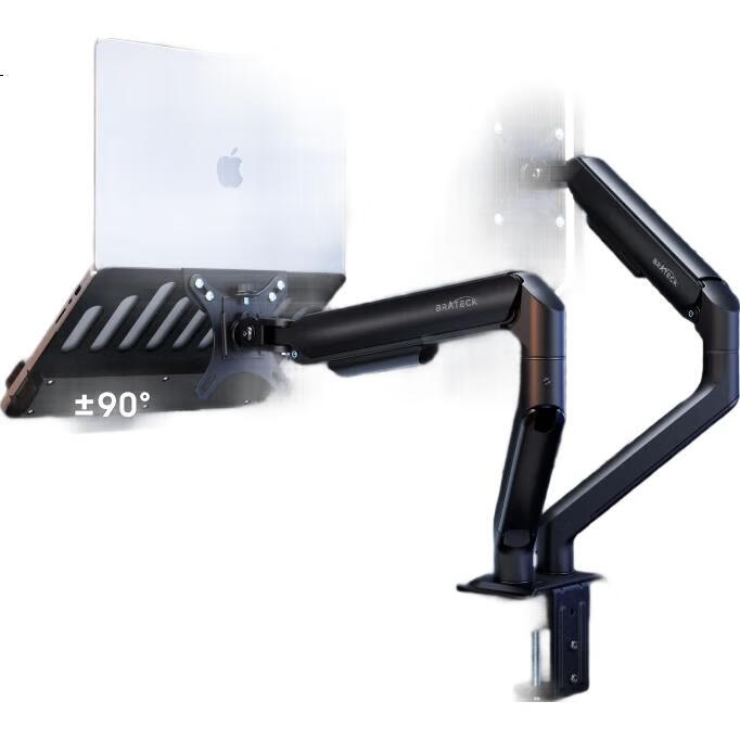 Brateck E350-2+APE40 Obsidian Black Laptop Stand, Multi-Screen Extension for Laptops, Mechanical Arm with Dual Screens, Display Stand