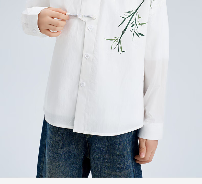 Luomeng Children's Chinese-Style Jacket, New Traditional Boys' Shirt, Versatile Spring And Autumn Bamboo Casual Shirt for Boys, White, Size 140 15