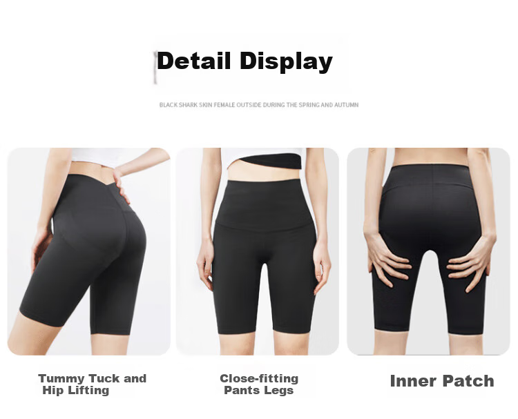 LangSha Shark Shorts, Knee-Length Leggings for Women, High-Waisted Tummy Control And Butt-Lifting Cycling Shorts, Yoga Pants, Gray, Size M 7