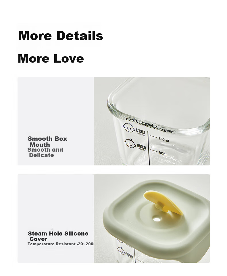 LOCK&LOCK Baby Food Container, Glass Storage Box, Divided Compartment Container, Steaming And Cooking Mini Food Tool, Baby Steamed Egg Bowl 11
