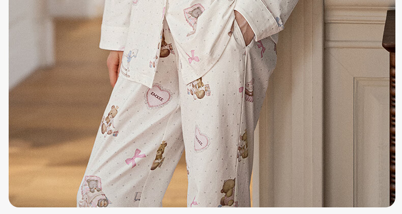 EMXEE Spring Summer Hypoallergenic Breathable Pure Cotton Maternity Nursing Pajamas Postpartum Maternity Homewear Set L 15