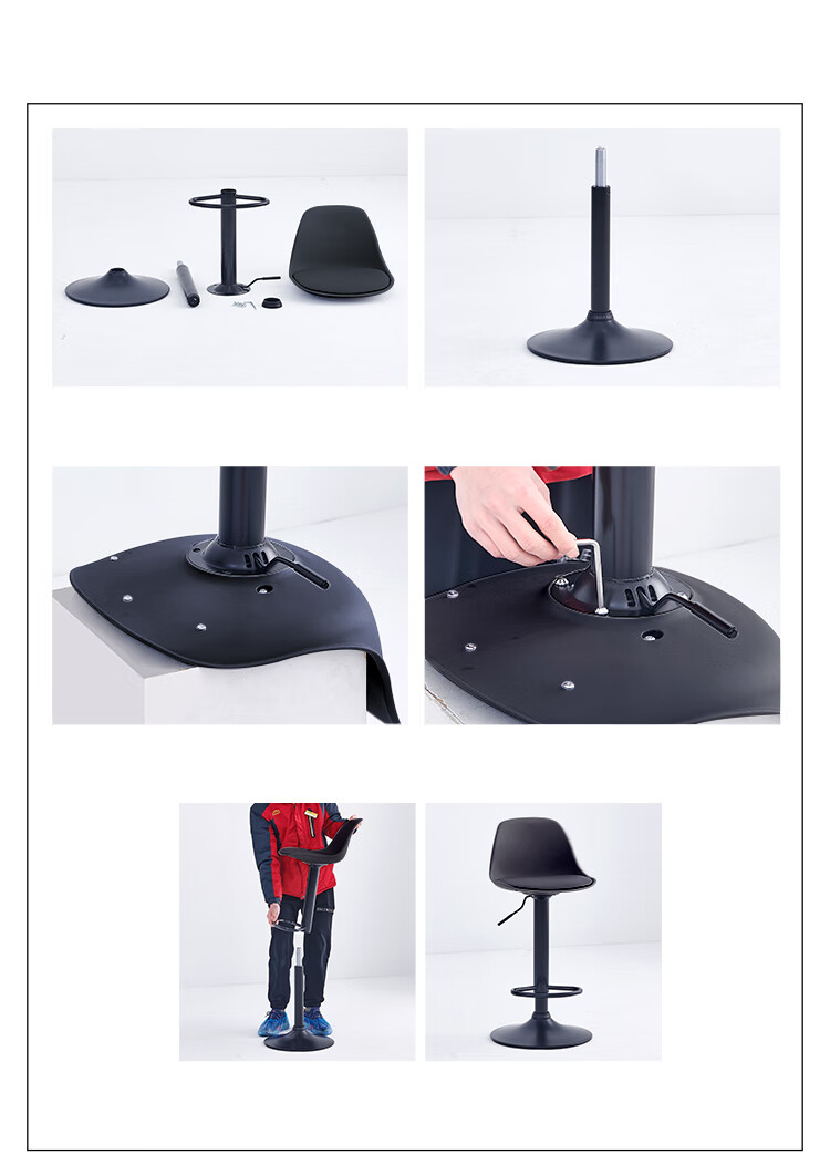 Huakaizhixing Bar Stool, High Chair, High Stool, Adjustable Height Bar Stool with Backrest, Home Chair, Large Base, BY520 Black 17