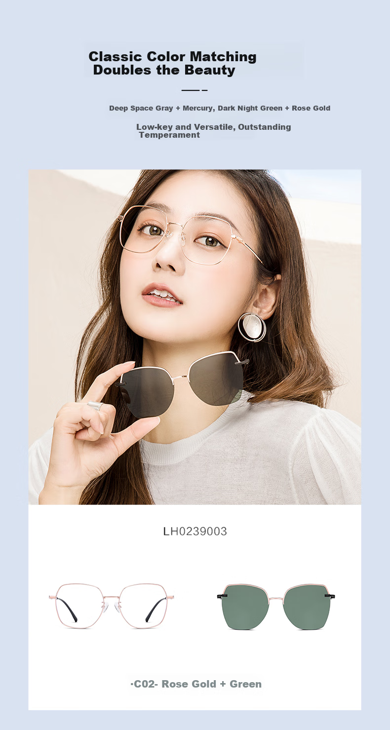 LOHO Large Frame Anti-Blue Light Glasses for Nearsightedness, Customizable Prescription, Women's Frames with High-End Feel, Unique, Face-Slimming, Bare-Faced, Five-Fold 10
