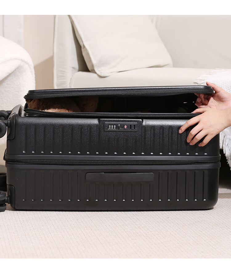 DELETE New Side-Opening Expandable Large-Capacity Suitcase for Women And Men, Carry-On Luggage with Password Lock, Dark Gray, 24 Inches 7