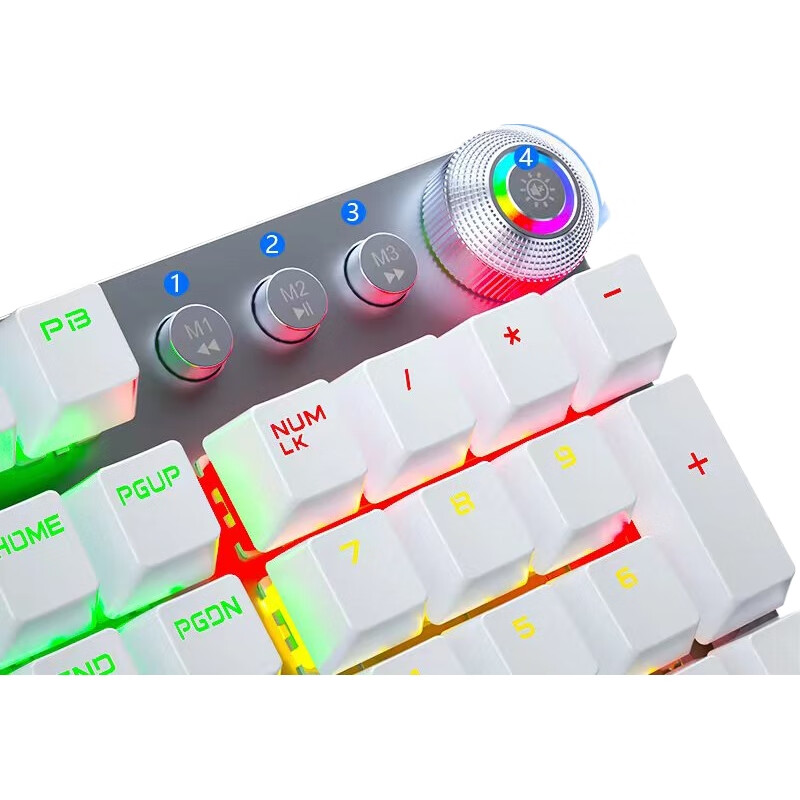 Механическая клавиатура AULA F2088 Wired Gaming Keyboard, 104 клавиши, серебристо-белый цвет, синий переключатель, Elite Edition